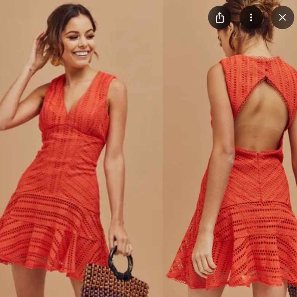 Bardot Fiesta Lace Mini Dress in Orange